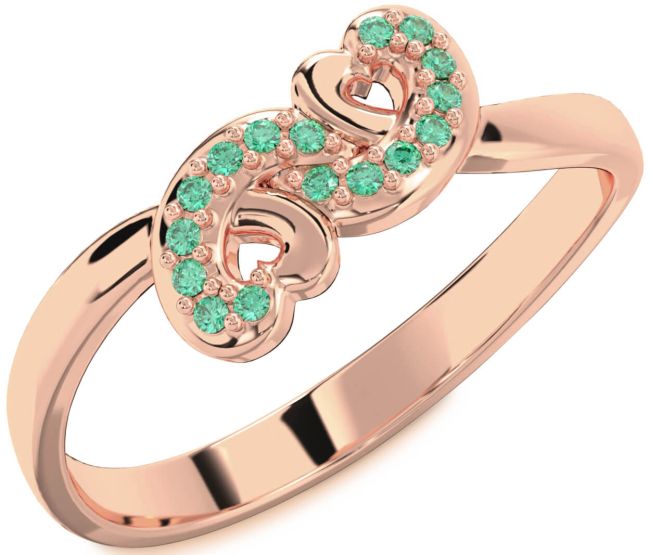 Emerald Rose Gold Infinity Heart Ring
