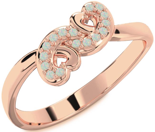 Opal Rose Gold Infinity Heart Ring