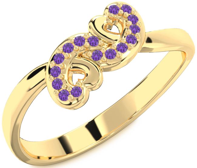 Amethyst Gold Infinity Heart Ring