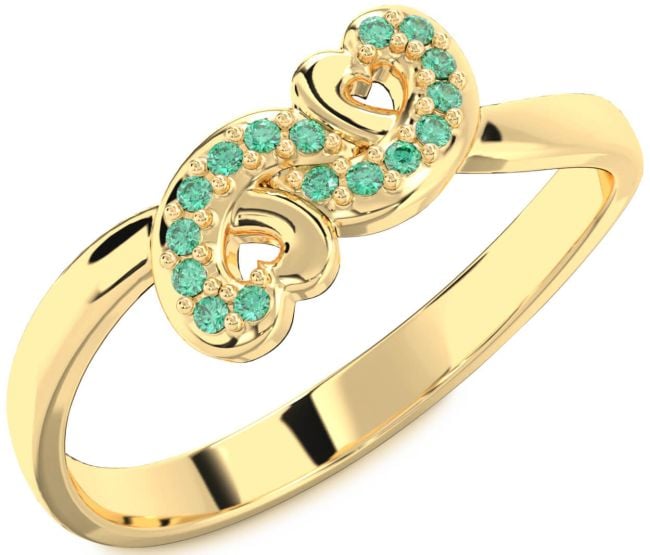 Emerald Gold Infinity Heart Ring