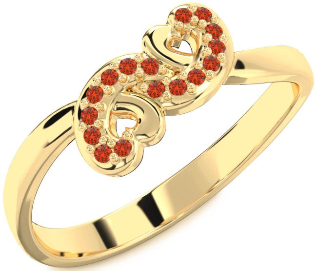 Fire Opal Gold Silver Infinity Heart Ring