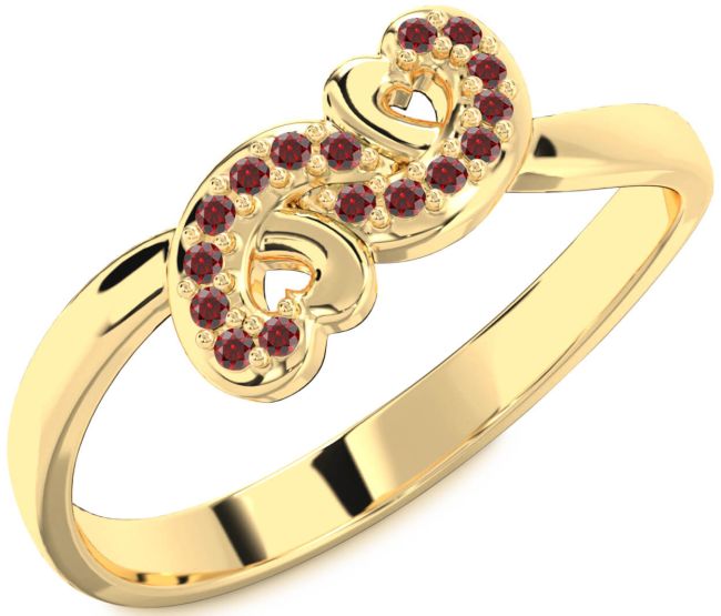 Garnet Gold Infinity Heart Ring