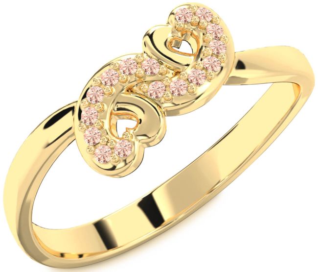 Morganite Gold Silver Infinity Heart Ring