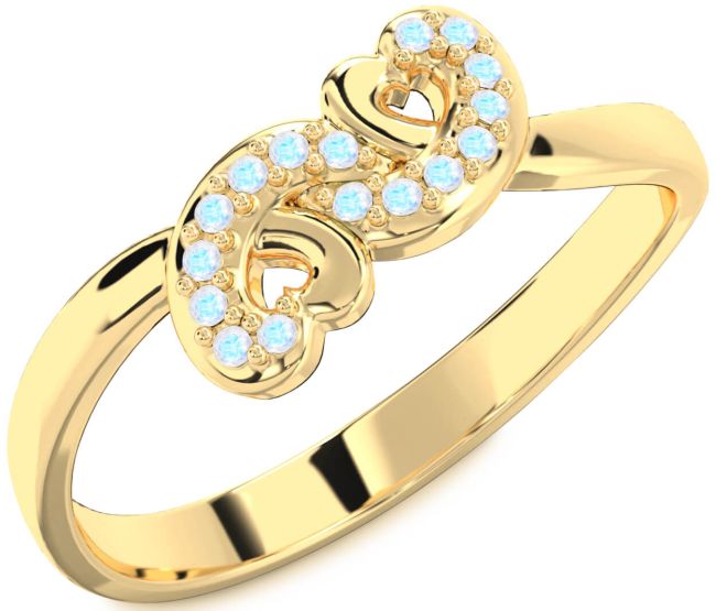 Moonstone Gold Silver Infinity Heart Ring