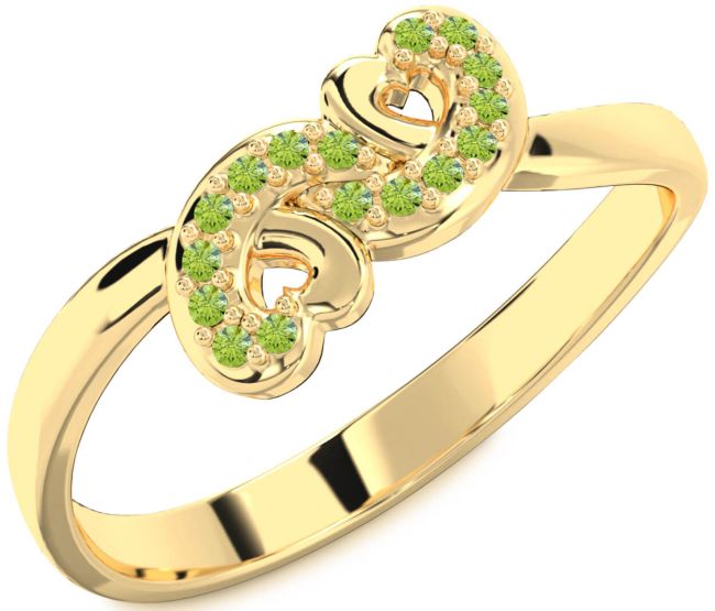 Peridot Gold Infinity Heart Ring