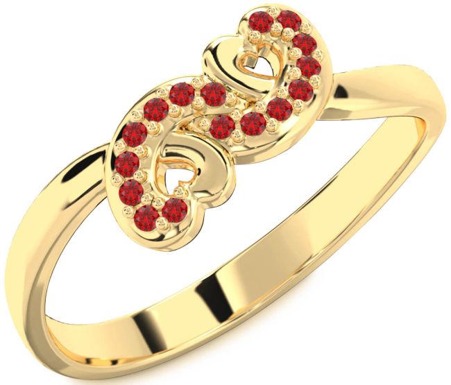 Ruby Gold Silver Infinity Heart Ring