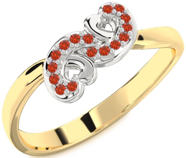 Fire Opal Gold Silver Infinity Heart Ring