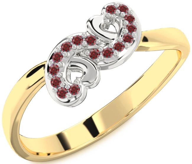 Garnet Gold Silver Infinity Heart Ring