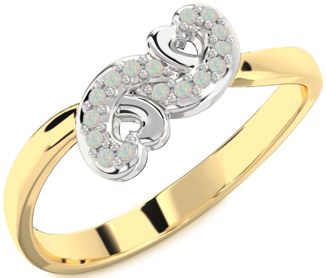 Opal Gold Silver Infinity Heart Ring