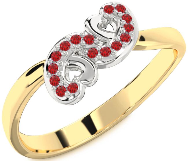 Ruby Gold Silver Infinity Heart Ring
