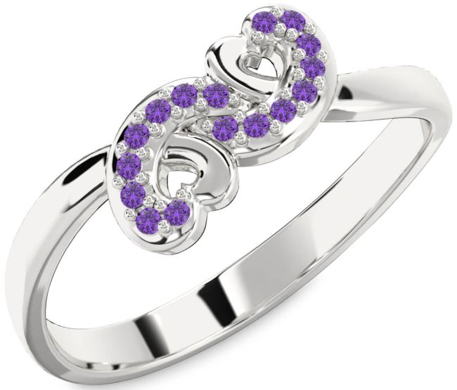 Amethyst Silver Infinity Heart Ring
