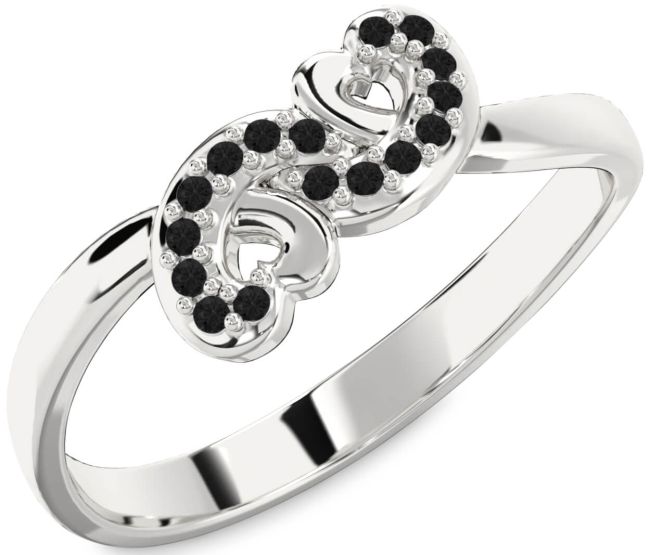 Black Diamond Silver Infinity Heart Ring