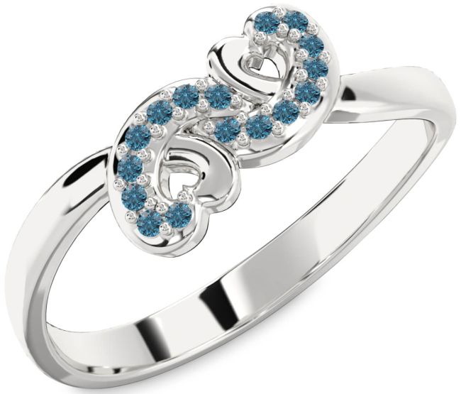 Blue Diamond Silver Infinity Heart Ring