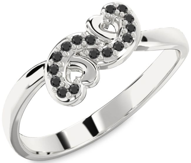 Black Onyx Silver Infinity Heart Ring