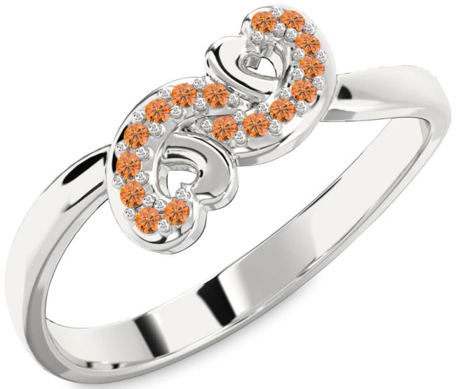Citrine Silver Infinity Heart Ring