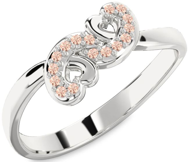 Morganite Silver Infinity Heart Ring