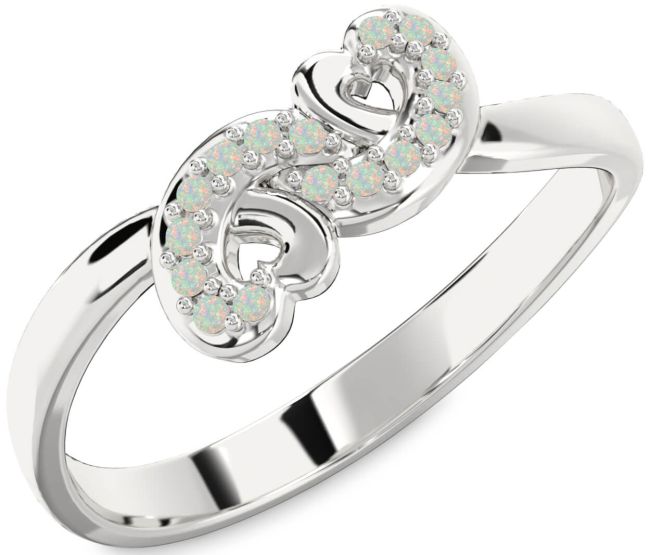 Opal Silver Infinity Heart Ring