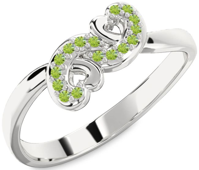 Peridot Silver Infinity Heart Ring