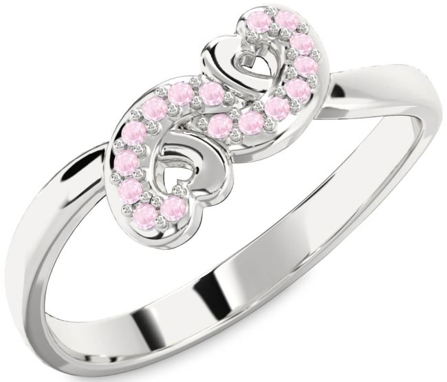 Rose Quartz Silver Infinity Heart Ring