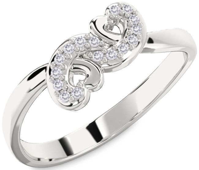 Salt & Pepper Diamond Silver Infinity Heart Ring
