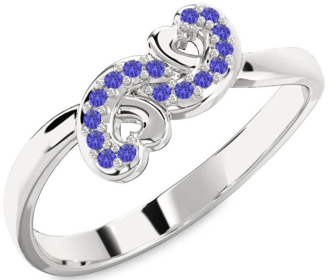 Tanzanite Silver Infinity Heart Ring