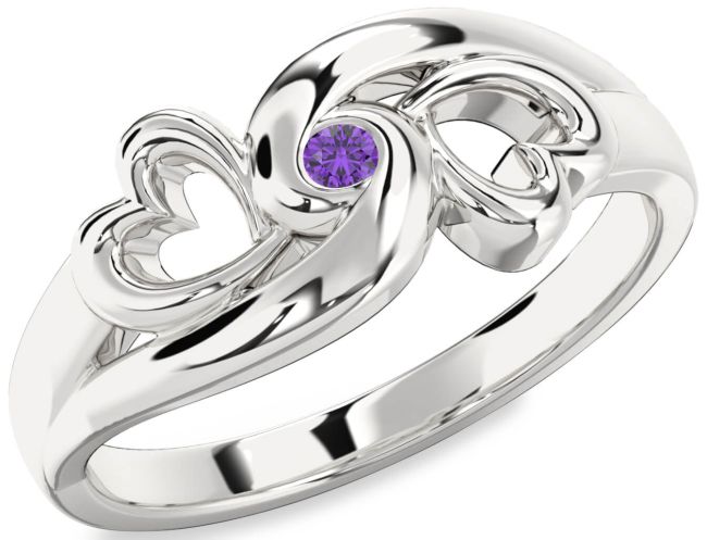 Amethyst Silver Infinity Heart Promise Ring