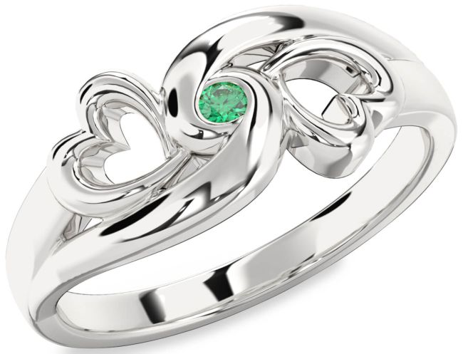 Emerald White Gold Infinity Heart Promise Ring