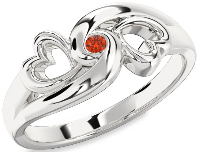 Fire Opal Silver Infinity Heart Promise Ring