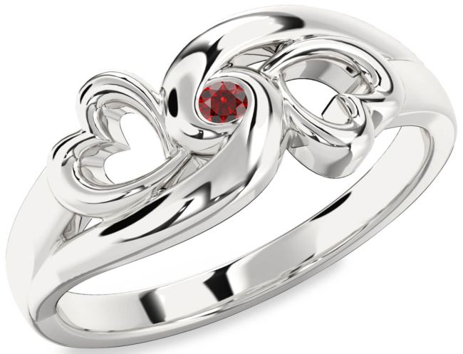 Garnet Silver Infinity Heart Promise Ring