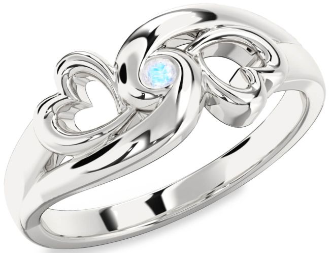 Moonstone Silver Infinity Heart Promise Ring