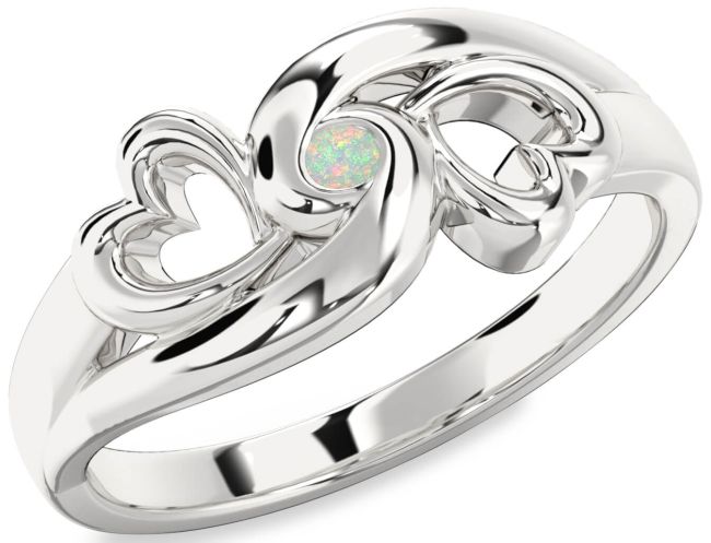 Opal Silver Infinity Heart Promise Ring