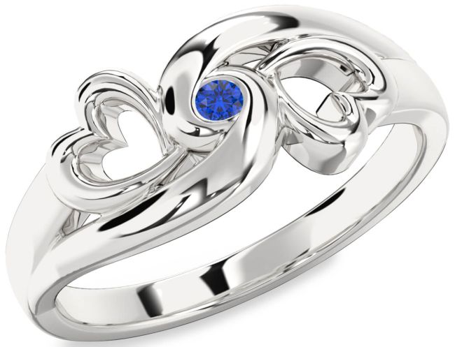 Blue Sapphire Silver Infinity Heart Promise Ring