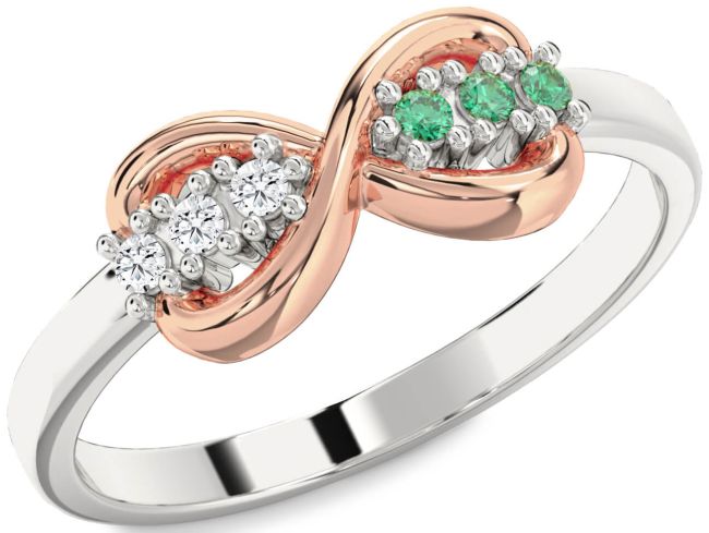 Rose Gold Silver Infinity Round Promise Ring
