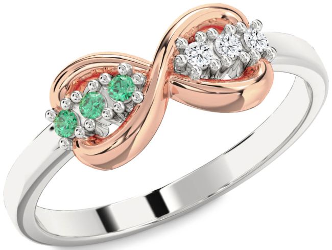 Rose Gold Silver Infinity Round Promise Ring