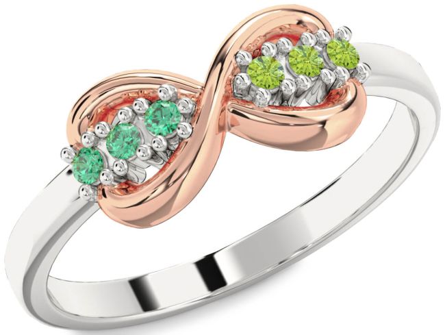 Rose Gold Silver Infinity Round Promise Ring