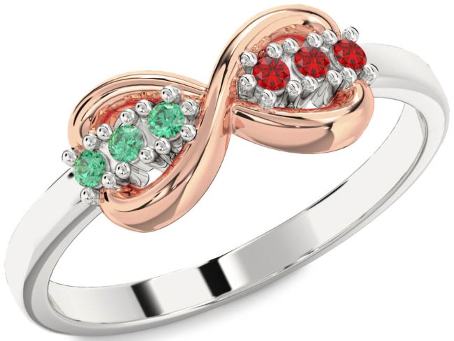 Rose Gold Silver Infinity Round Promise Ring