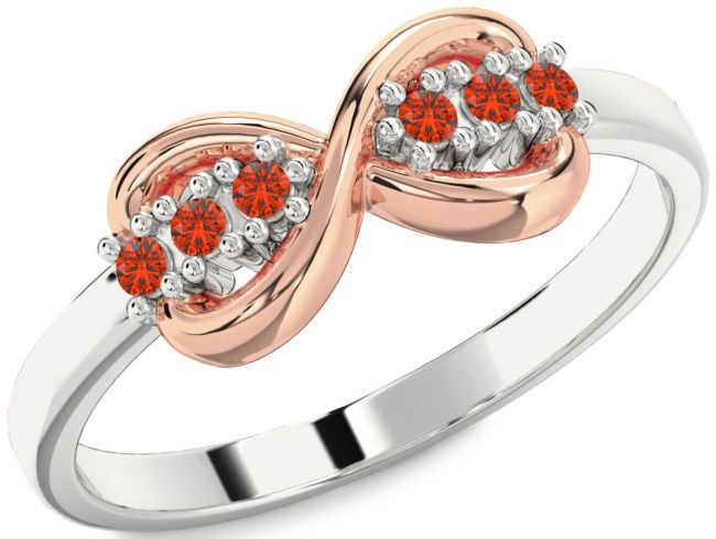 Fire Opal Platinum & Rose Gold Infinity Round Ring