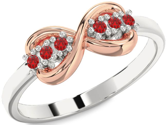 Ruby Rose Gold Silver Infinity Round Ring