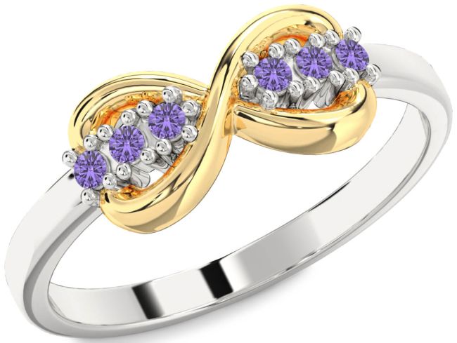 Alexandrite Gold Silver Infinity Round Ring