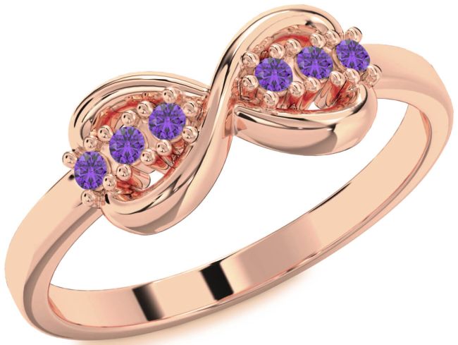 Amethyst Rose Gold Infinity Round Ring
