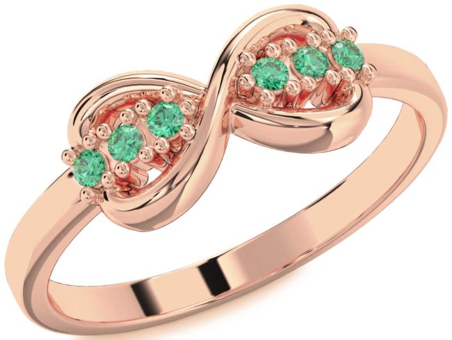 Emerald Rose Gold Infinity Round Ring