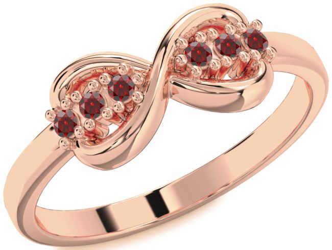 Garnet Rose Gold Infinity Round Ring