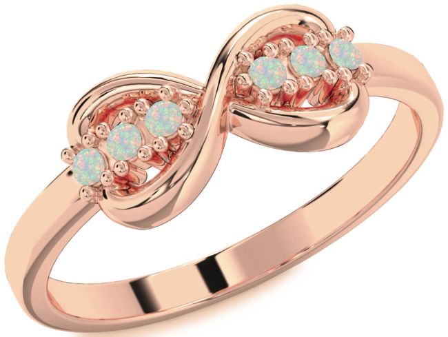 Opal Rose Gold Infinity Round Ring
