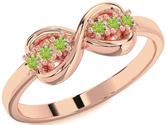 Peridot Rose Gold Silver Infinity Round Ring