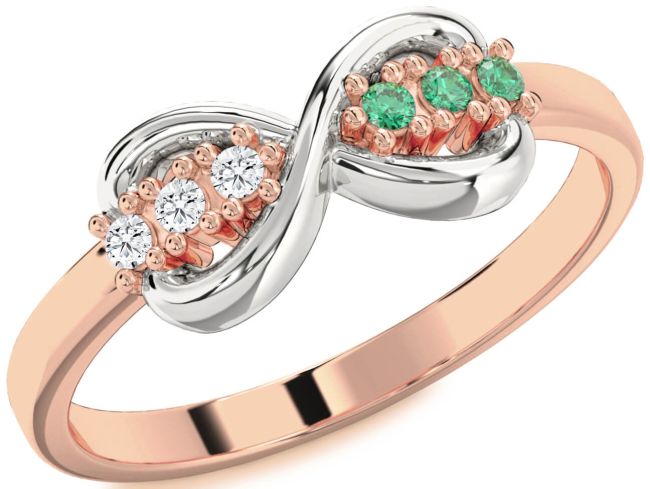 Rose Gold Silver Infinity Round Promise Ring