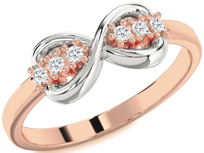 Diamond Rose Gold Silver Infinity Round Ring