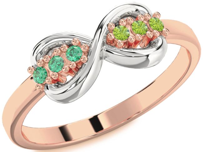 Rose Gold Silver Infinity Round Promise Ring
