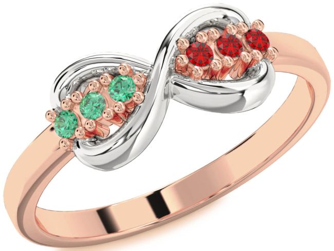 Rose Gold Silver Infinity Round Promise Ring