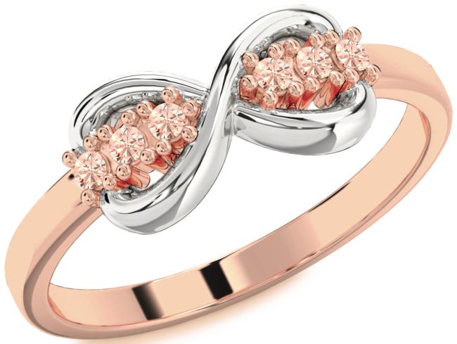 Morganite Rose Gold Silver Infinity Round Ring