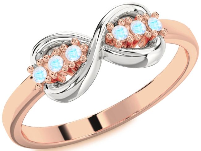 Moonstone Rose Gold Silver Infinity Round Ring